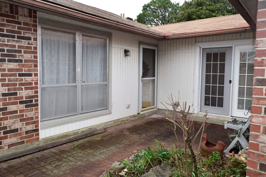 Single level 2 bedroom 2 bath condo, no steps, 2 car garage. Patio looks out over the pool. Eat in kitchen with pantry. The kitchen looks out over the front court yard. The living area offers space for a dining room or office area and has a spacious living area that opens to the back courtyard. Both bedrooms have large walk-in closets and large windows to let in the natural light. A little sprucing up will give this place a fresh clean look. It's a great place. The property is in an estate and will be sold as-is. The seller is not aware of any issues though. The special assessment that is in place occurs 2024, 2025, 2026 at $343.72 a year. Monthly condo fee is $259.10. It's in the flood plain of the creek on the other side of the pool. Flood insurance is paid by the Condo Association. HVAC 2 yrs old.