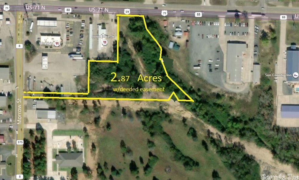 This 2.87 acres is located between the Sonic Drive-In and the new development behind Veteran Clinic with access from Morrow Street behind Wendy's and also from HWY 71 North. Lots of commercial opportunity waiting for your ideas.