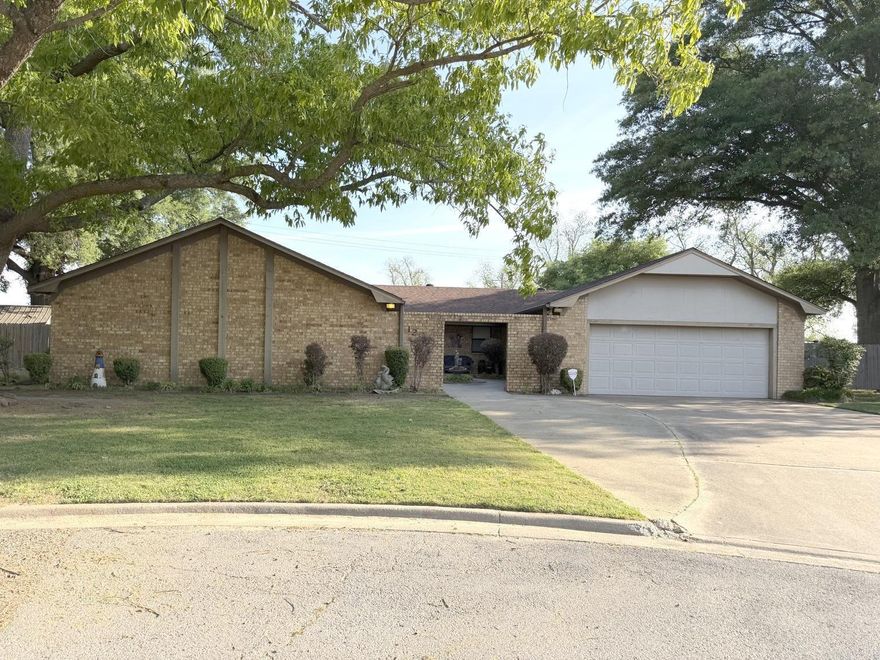 Spacious Brick Home on Cul-de-Sac! Beautiful 3 bed, 2 bath brick home with 3,410 sq ft under roof, located on a quiet cul-de-sac with a 6-ft privacy fence and farmland behind. Features include a living room plus den/game room, dining room, 2 year architectural roof, sunroom, and separate laundry. Kitchen offers granite countertops and a bar area. Enjoy a gas fireplace and a large walk-in shower designed for easy access. Includes double garage, shed/shop, and a 216 sq ft storage room. Washer, dryer, and refrigerator stay!