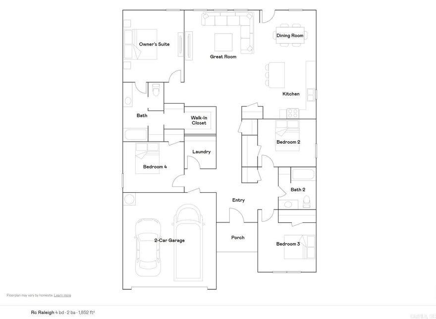 The lovely Raleigh plan is loaded with curb appeal with its inviting covered front porch and attractive front yard landscaping. This home features an open floor plan with 4 bedrooms, 2 bathrooms, an expansive living area, a stunning dining area, and a gorgeous kitchen fully equipped with energy-efficient appliances, an island, and a spacious pantry perfect for large families or the adventurous home chef. Learn more about this home today!  **SEE SHOWING REMARKS & AGENT REMARKS FOR IMPORTANT INFORMATION**