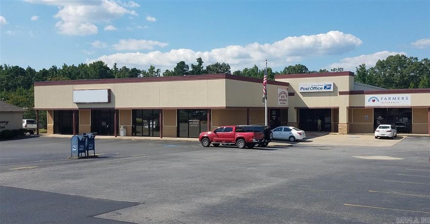 Suite located in the Hot Springs Village Plaza just North of the West Gate to Hot Springs Village, Arkansas. Great visibility, plenty of parking. Adjacent tenants include Walgreens, Dollar Tree, Sonic Drive-In, US Post Office, and several local retail, restaurant, and business offices. This suite is located along busy AR Hwy 7 and is considered to be the main shopping area for Jessieville and the gated private community of Hot Springs Village. This is a NNN Lease, Tenant pays all utilities.