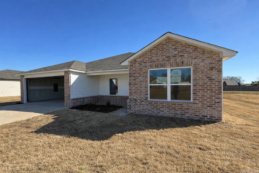 The Kinsley II plan is a wonderful choice for anyone looking for a blend of charm and functionality. The covered front porch adds a warm, inviting touch, perfect for relaxing or greeting guests. Inside, the open floor plan enhances the spacious feel of the home, while the 4 bedrooms and 2 bathrooms ensure plenty of room for family and guests.  The living area is designed for comfort and flexibility, and the dining area/kitchen combo is ideal for entertaining. With energy-efficient appliances, the ample counter space and pantry are great for anyone who loves to cook and experiment in the kitchen.  **SEE SHOWING REMARKS & AGENT REMARKS FOR IMPORTANT INFORMATION**