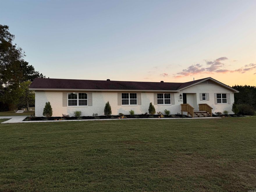 Romance Homestead  Located less than one mile from Hwy. 5, this property offers paved road frontage on both sides and excellent accessibility—11 miles from Hwy. 64 at El Paso, 37 miles from Conway, and 37 miles from North Little Rock.  The 3-bedroom, 2-bath home has undergone a complete remodel, featuring a new configuration and floor plan with a fresh, modern interior. Updates extend to the exterior as well, including new paint, a back deck, and landscaping. This property is move-in ready.  For your homestead, this property includes a large shop, barn with working pens, and a storm shelter. The pasture is fully fenced and cross-fenced, ready for your cattle operation or horse farm. There are two ponds—one in the open pasture and another nestled in mature pines—providing both aesthetic appeal and recreational opportunities.  The land consists of open pasture used for hay production, a block of mature pine trees, and a hardwood hillside offering scenic southern vista views. With approximately one mile of paved road frontage, access and convenience are exceptional.  Wildlife enthusiasts will appreciate the ample opportunities for whitetail deer, wild turkey, small game, and fishing.