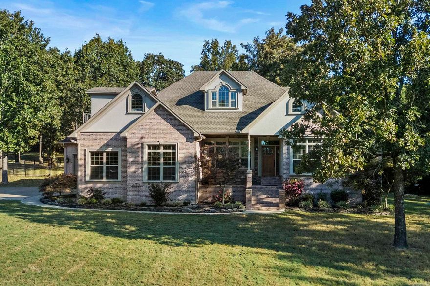 Beautiful home west of Searcy on over 2 acres with gorgeous hardwood floors, formal dining room, large kitchen with double oven, gas cooktop, island, spacious pantry, granite countertops, new light fixtures, breakfast room, vaulted ceilings in the living room & some great built-ins! There is an inviting sunroom on the front of the home that could can be used as a large office/playroom/2nd living area with built-ins. The bonus room upstairs acts as a 4th bedroom & has a huge closet/storage room and its own half bath plus brand new LVT flooring! The primary suite boasts tray ceilings, two closets, walk-in shower, separate lavatory, double vanity & crown molding for an extra touch. Downstairs baths & laundry have been updated with new tile flooring, vanities & light fixtures & laundry has a sink as well as loads of cabinets & counter space! Backyard has a huge deck, patio space, fenced area and even raised beds for gardening! Don't miss the storage closet in garage as well as the 3rd garage for car/golf cart or just a shop area! Make this beautiful home your new piece of paradise!