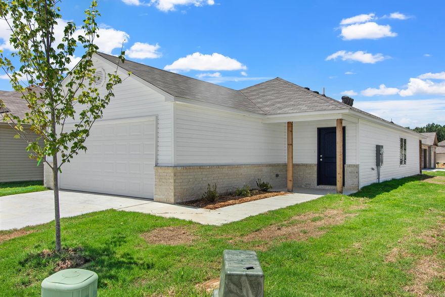 The Somerville plan is a must-see! This sleek, modern plan has a lead-in hallway that takes you past the open-concept, eat-in Kitchen and into the Living Room. The Living Room has a large window which allows in lots of natural light. This plan includes a covered patio! This plan's Master Suite boasts a spacious Master Closet! Come see it today!  Upgrades in this home included by designer: plumbing faucet upgrade 2, 8" deep Kitchen sink, 50 gallon water heater, door bell, added cable jack, added 110 v outlet in Master Closet, HVAC rigid duct upgrade, refrigerator cabinet, full width single vanity with full cabinet stack in Master Bath, 16" laminate bar top in Kitchen, Luxury Vinyl Plank flooring in wet areas and Living Room and adjacent hallways and additional hallway, raised ceilings in Living Areas per municipal requirements, fiberglass exterior doors, Cheyenne style doors, added Master Closet door, back door half lite, baseboards level 2, 25in wide attic stairs, 5 shelf pantry upgrade, LED disk lights in Kitchen, full sod, smooth top range.      *** AGENTS, PLEASE SEE AGENT REMARKS OR SHOWING REMARKS. ***  THIS HOME IS SCHEDULED TO BE COMPLETE IN MID JUNE.