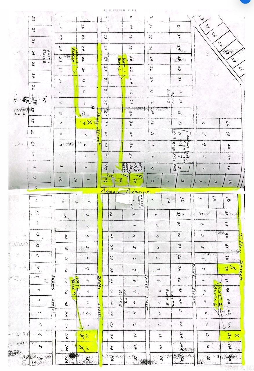 8 Lots in Red River Shores Subdivision. Some of the lots are together and some are separated. The plat is in the photos and also in Docs on the MLS and the lots are highlighted and shown with an X. The 8 lots total about 3.67 acres M/L with a combined tax amount of around $115. The sellers will not retain any mineral rights. Some of the streets as shown on the plat and on the mapping apps are not visible when driving around the subdivision.