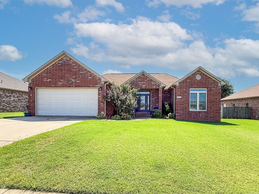 This beautiful home in Stonehenge Place features a split floor plan with spacious bedrooms and modern updates throughout. The large kitchen offers ample counter space, pantry storage, and a refrigerator included. Enjoy everyday living and entertaining with the open layout, plus a fully fenced backyard and covered patio perfect for relaxing or gatherings. Conveniently located near shopping, dining, and just minutes from LRAFB.  No smoking or vaping in the house or garage, up to 2 pets allowed with approval and fees. Application/background check/rental verification and security deposit required.