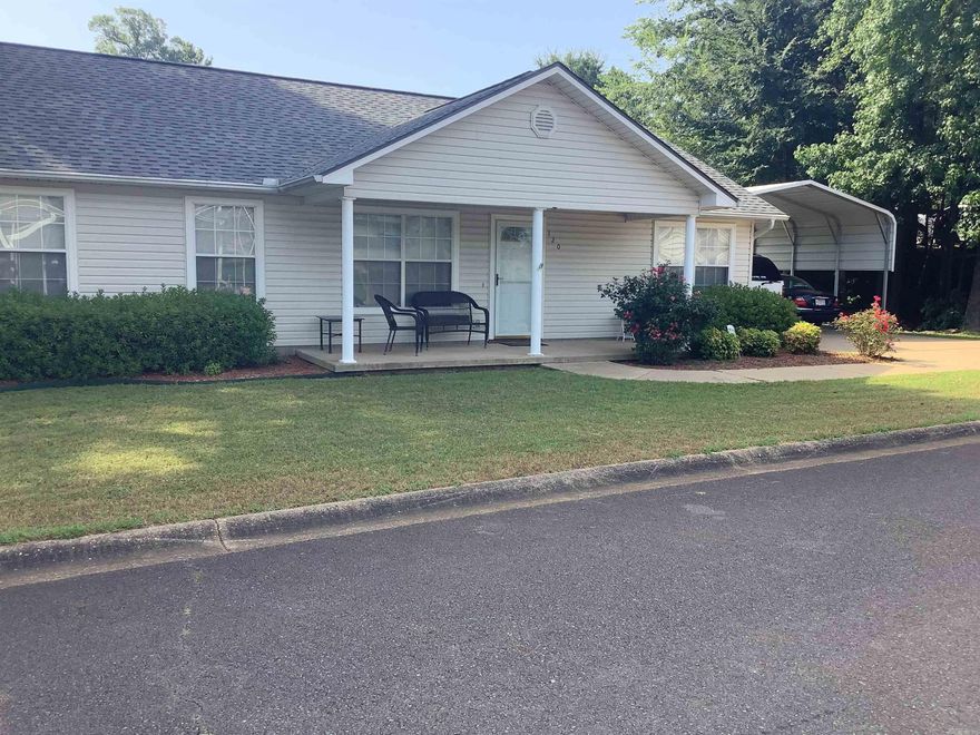 The neatest 2-bedroom, 2-bathroom home in this 55+ community is officially ready for its new owners! With excellent curb appeal, thishome features a charming covered front porch and well-maintained landscaping, including shrubs that line the walkway leading from thecovered two-car carport. Inside, you'll find a thoughtfully designed split-bedroom layout. The oversized primary suite includes a private bath and a spacious walk-in closet. The kitchen offers convenient access to the laundry room, complete with a pantry and utility closet. A door leading from the carport into the kitchen ensures you can stay dry on rainy days. The living and dining areas share an open-concept space with vaulted ceiling. Flooring is carpet in the living room and durable tile flooring in the dining and kitchen area. The backyard is small yet inviting, featuring a terraced layout and a raised flower bed that runs along the back wall. This 55 and older neighborhood also offers a welcoming clubhouse with a full kitchen, pool tables, and an exercise room—perfect for hosting gatherings or attending community events. Storage building coveys. Inherited property. No disclosures.