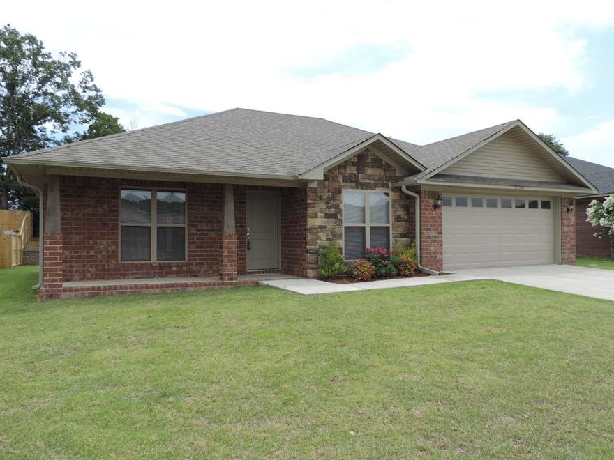 All electric home, oversized family room with box ceiling, tile floors in all the wet areas, large kitchen with plenty of cabinets and counterspace, ceiling fans in all bedrooms, raised vanities in both bathrooms, large walk-in closet and linen closer in master bath, partially fenced yard, architectural shingled roof, box ceiling in master bedroom, rock and brick exterior