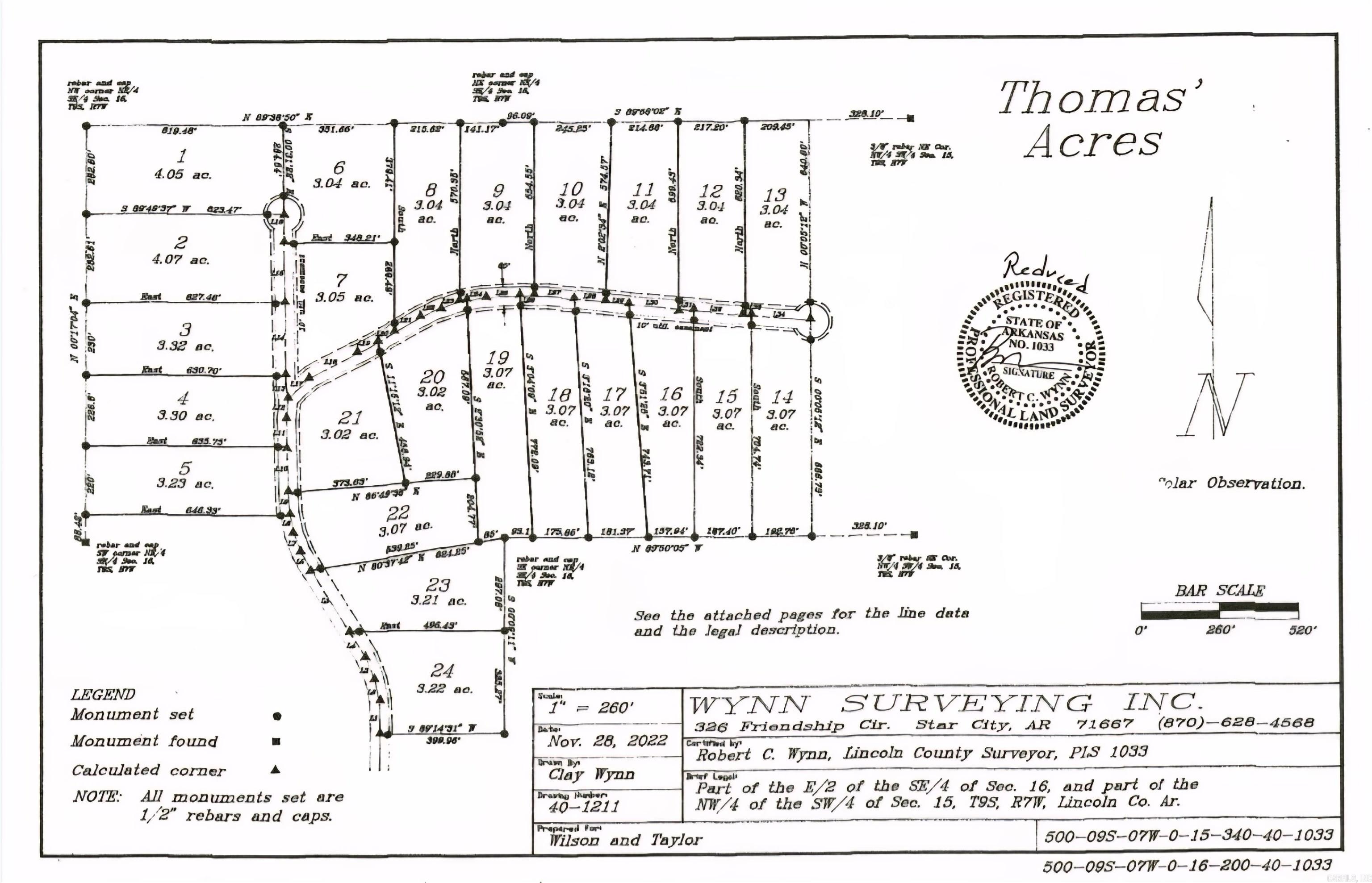 THOMAS' ACRES - Land
