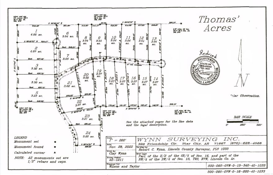 WELCOME TO THOMAS' ACRES!! STAR CITY'S NEWEST SUBDIVISION Nestled in the quiet countryside of Star City; this brand-new subdivision offers the ideal place to call home.  Every Lot is 3 Acres or more, giving you the space and serenity you've been looking for. With City Water, fire hydrants installed for lower Insurance rates, Restricted Covenants to protect your property's value.  Be the first to choose your lot for building your new dream home now or secure your spot for the future!!  Agent See Agent Remarks.