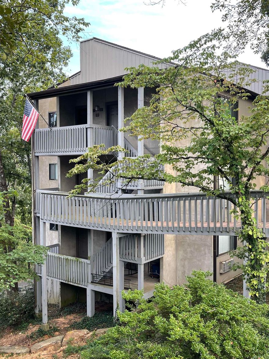 Stunning upstairs end unit Cliffside Lodge, Lakeview and Sugar loaf mountain. Beautifully remodeled with Granite, wood ceiling, luxury vinyl flooring. Being sold furnished. Easily walk to the Cool Pool, restaurant & tennis courts. This unit is open & airy can be used as a VRBO or a weekend get a way.  Fairfield Bay offers a full service marina on Greers Ferry Lake (one of the top 5 cleanest in the US). 2-18 hole golf courses, miniature golf, pickle ball, bowling & atv/utv trails, & hiking/biking trails. See Agent remarks for all HOA Fees & Condo Fees.