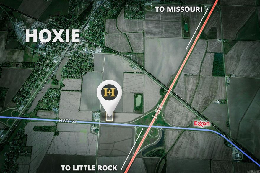 Prime +/- 5 acre parcel for investment, strategically positioned to capitalize on the anticipated growth and economic development linked to the I-57 and Hwy 63 interchange. Maximum visibility guaranteed for any business or development, taking advantage of the upcoming corridor identified as critical for increased connectivity and trade between the South Central US and the Midwest. Exceptional investment opportunity, aligning with the new corridor's significance and potential impact on fostering economic development. Property features ease of access through an existing side road and a partial frontage road, enhancing convenience for potential investors and developers.