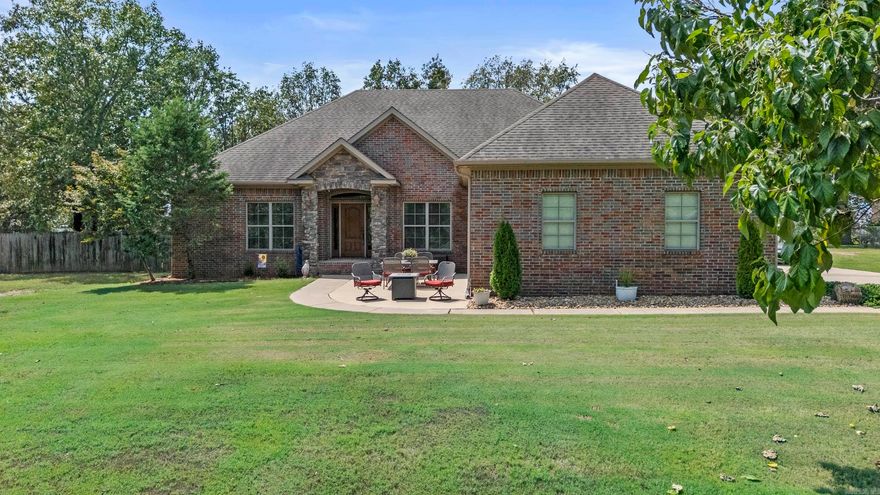 Beautiful Brick Home on 1 Acre with Split Floor Plan, Bonus Room and Workshop. You Must See this Stunning home on this spacious 1 acre lot which offers a wonderful floorpan for optimal privacy and comfort. The large Master suite is on 1 side of the home and features a see-through fireplace, a luxurious Jacuzzi tub and a spacious walk-in closet, while 2 additional bedrooms share a convenient Jack & Jill bath on the opposite side. Step into the open concept great room with a cozy Fireplace.The kitchen features granite counters, an island and has quality finishes. Upstairs a bonus room offers flexible space. Side loading garage plus an additional workshop/garage. Extra large yard with Storage building. Sprinkler System and a Safe Room!! HVAC 2024. See Remarks