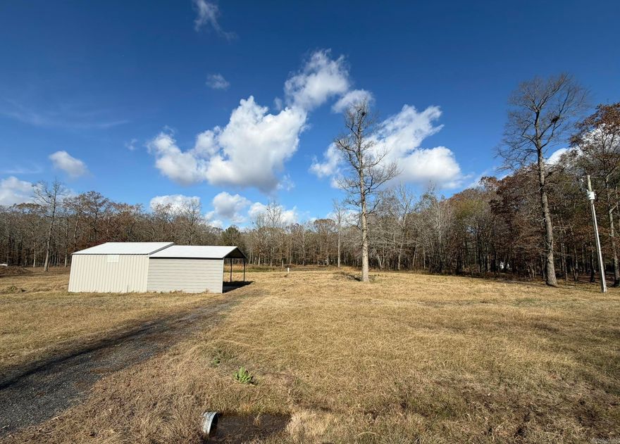 Nestled in a quiet rural subdivision, this mostly cleared lot comes equipped with utilities and a 20x20 metal shop, 13ft peak, 9 1/2 walls, 14ft wide door with 8ft opening on a concrete slab, complete with electricity, a covered carport 19x20 on slab with 9 1/2 walls and 12 ft peak, and a lean-to 7ft 3 inches opening height, back wall 80 inches tall and 16 ft wide 137 inches deep. Whether you’re placing a mobile home or planning to build your dream home, this property is ready for you.