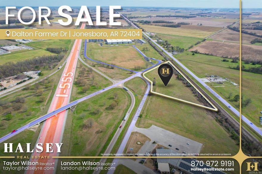 6.29 acres of I-1 zoned land located just off the I-555 interchange at Dalton Farmer Dr. The site offers immediate interstate access with direct connectivity to Highway 49, supporting efficient regional and interstate travel. Positioned within an established industrial corridor surrounded by major employers and distribution users, the property benefits from consistent activity and strong infrastructure. The site is flat, usable, and can be subdivided to accommodate a range of industrial or commercial uses. A well-located opportunity suited for warehouse, distribution, manufacturing, or service-related development.