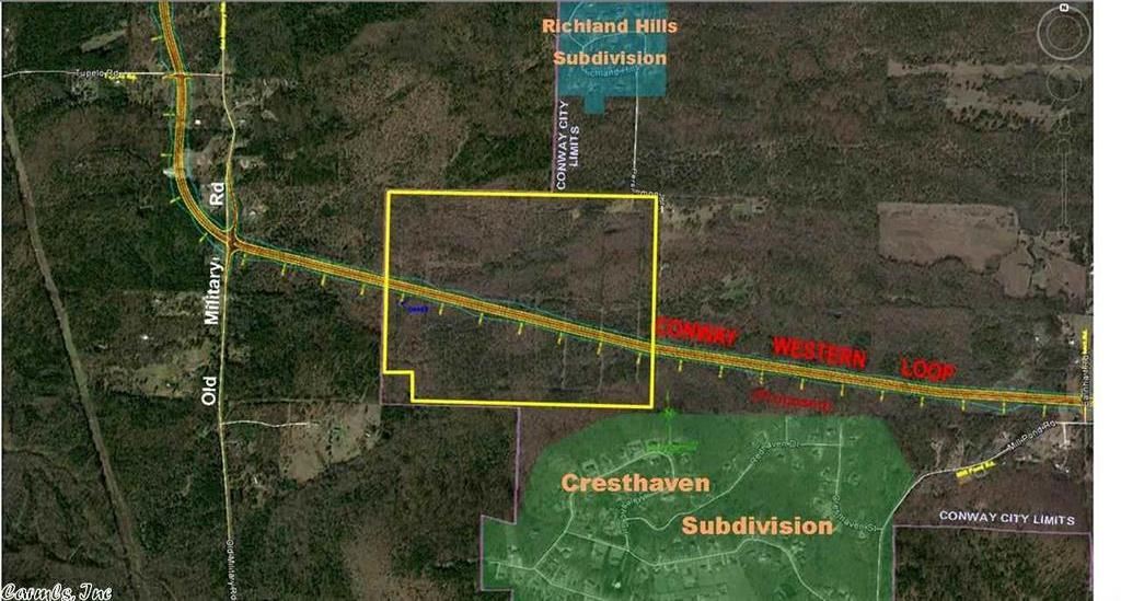 Great property with lots of potential! This 200 acre tract is zoned R-1 and is in a prime location in the path of the future Conway Western Loop. Owner will subdivide. Minderal Rights do not convey.