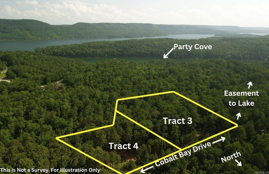 3 Acre Lot Near Greers Ferry Lake with deeded access to Lake Tree covered lot with small clearing with an additional adjoining 3 acre lot.  Utilities are at the road with approximately 271 ft of frontage on Cobalt Bay Drive.  Not in Cobalt Bay Subdivision.  No mobiles allowed.