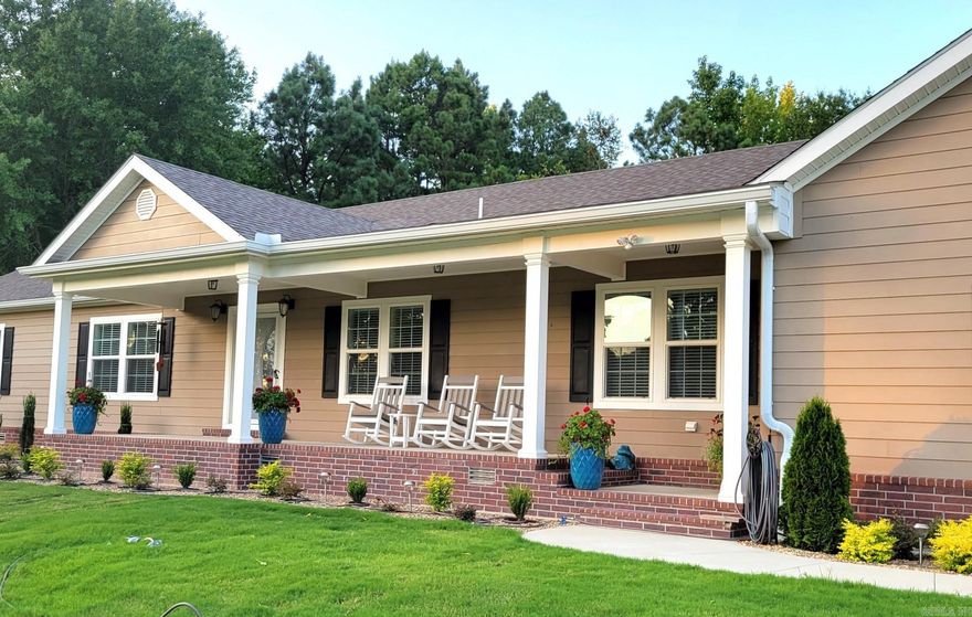 Turn-key country living. Beautiful, peaceful home in Glenwood, AR with a charming and spacious front porch. It features 3 bedrooms, 3 bathrooms, 2160 sq ft on 17.1 acres. The Interior ceilings are raised, and living room and master bedroom have ceiling fans. Includes oversized 3 car garage with a spacious upstairs that can be used for storage or to convert to an apartment. This home has a gas fireplace, laundry/mud room, whole house generator, large composite deck. The property has a spring fed pond, beautiful trees and much more.The garden is fully fenced with an 8 ft game fence. It includes a car-port for equipment, raised beds, and fruit trees. The property also includes a perimeter fence. There are 3 parcels that comprise the 17.1 acres.