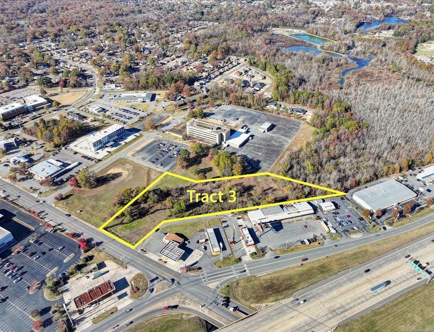 This 18 acre commercial development site combines strategic positioning, high visibility, and proximity to prominent retail chains and accommodations, making it a standout location for businesses.  Tract 3 - Low Wooded Area Front - $6.50 PSF