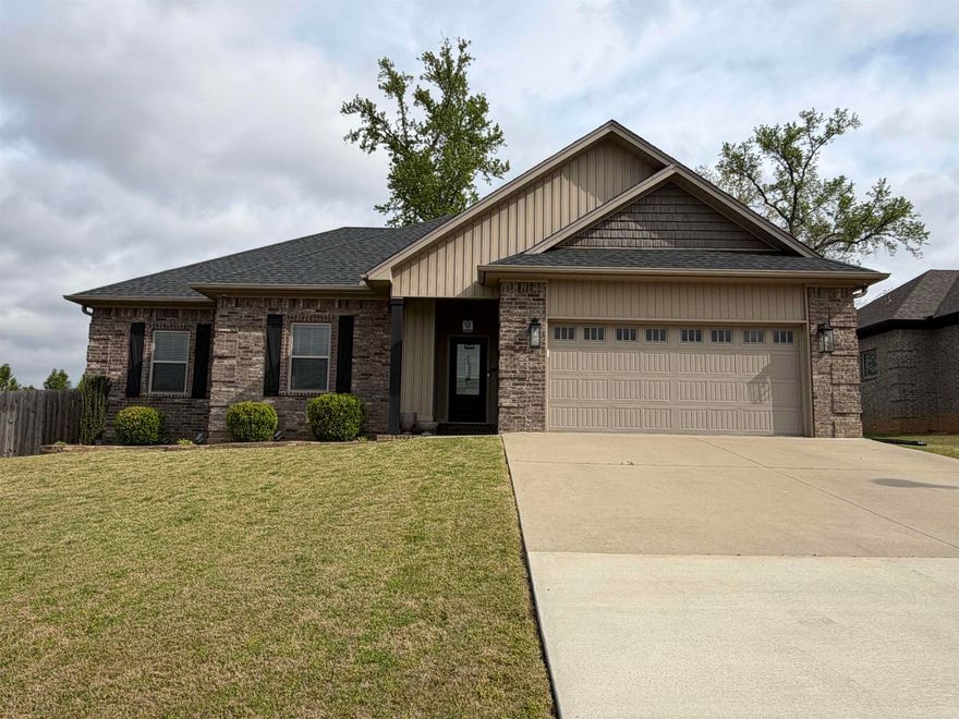 Beautiful 4 bedroom, 2 bathroom all brick house in the highly desired Shadow Creek subdivision. This house is equipped with a 6-8 person STORM SHELTER in the garage! High ceilings, luxury vinyl plank and wood-like tile flooring throughout (no carpet), granite countertops, gas stove, stainless steel appliances - refrigerator INCLUDED, bricked fireplace and multiple oversized windows for tons natural light! The primary bathroom has dual vanities, a soaker tub, walk-in shower and a built-in dresser. The large backyard boasts a privacy fence and a smaller fenced mulch area for multiple uses. Sit in comfort under the covered patio while entertaining or unwinding at the end of the day. Only minutes from schools, parks, shops and the interstate for quick commute to both LRAFB and Searcy. This upscale rental in the Cabot school district is a rare find so act quickly!