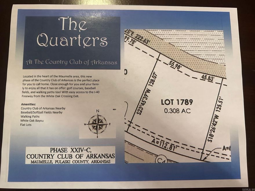 Your search ends here! Welcome to The Quarters, Phase XXIV-C, the newest phase in Country Club of Arkansas. This is a wonderful lot that will be right next to White Oak Bayou Wetlands Park with a pond view. Build your dream home with John Wright Construction, an exceptional builder known for quality craftsmanship and attention to detail. Bring your own custom plan, or select from one of our beautifully designed home plans and create a home tailored to your lifestyle.