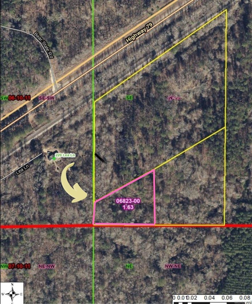 This 1.63-acre wooded parcel located just off Hwy 79 & Bear State Rd. in Kingsland, AR, birthplace of Johnny Cash, is mostly level with a gentle rolling terrain, creating a high-potential for future home site, tiny home, or camp site that's hard to find at this price point. Timber provides natural privacy while still allowing easy clearing. Property is outside city limits, and in the Cleveland County School District. *No road frontage, property is near the highway.