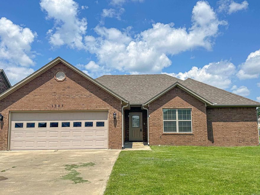 All Brick, all electric,  three bedroom home with Vaulted great room and new vinyl plank flooring throughout, split bedroom arrangement, double garage, all electric, Primary suite has a walk in closet, and full bath, stainless appliances in the eat in kitchen, maple cabinets, and grilling patio out the back french door, was leased for $1350 mo and now vacant ready for new buyers