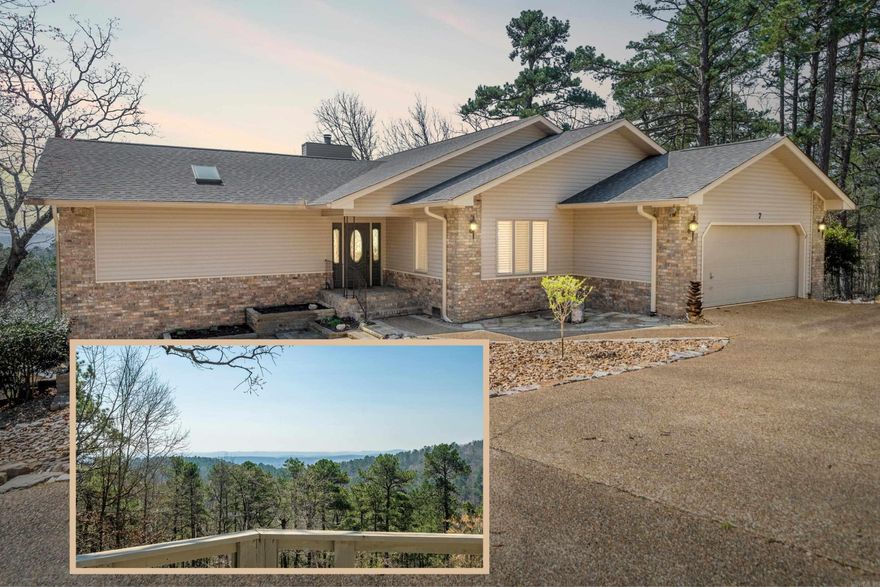 Mountain vista views set the tone for this stylishly updated home, thoughtfully laid out to balance shared and private spaces. Two distinct living areas include a main space centered around an inviting fireplace and a second living area with a dry bar and beverage cooler, perfect for game nights or casual entertaining. A dedicated office and a bonus room/flex space offer versatility for work and recreation. Multiple covered decks extend your living outdoors, and a large laundry room with abundant storage adds practicality. The property also features a golf cart garage with additional storage and minimal-upkeep landscaping. Enjoy a balanced lifestyle of comfort, relaxation, and flexibility.