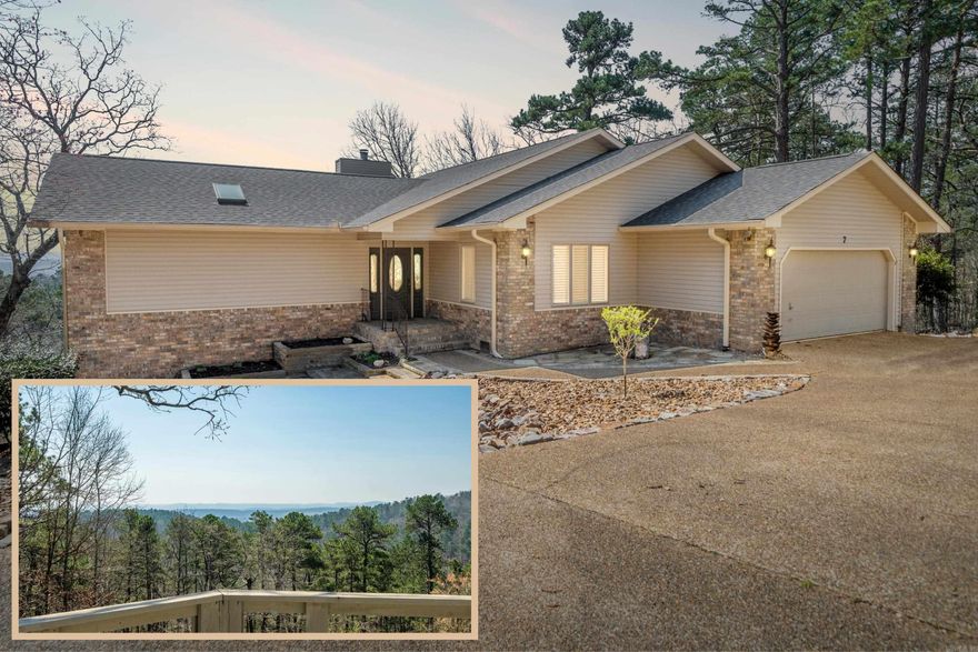 Mountain vista views set the tone for this stylishly updated home, thoughtfully laid out to balance shared and private spaces. Two distinct living areas include a main space centered around an inviting fireplace and a second living area with a dry bar and beverage cooler, perfect for game nights or casual entertaining. A dedicated office and a bonus room/flex space offer versatility for work and recreation. Multiple covered decks extend your living outdoors, and a large laundry room with abundant storage adds practicality. The property also features a golf cart garage with additional storage and minimal-upkeep landscaping. Enjoy a balanced lifestyle of comfort, relaxation, and flexibility.