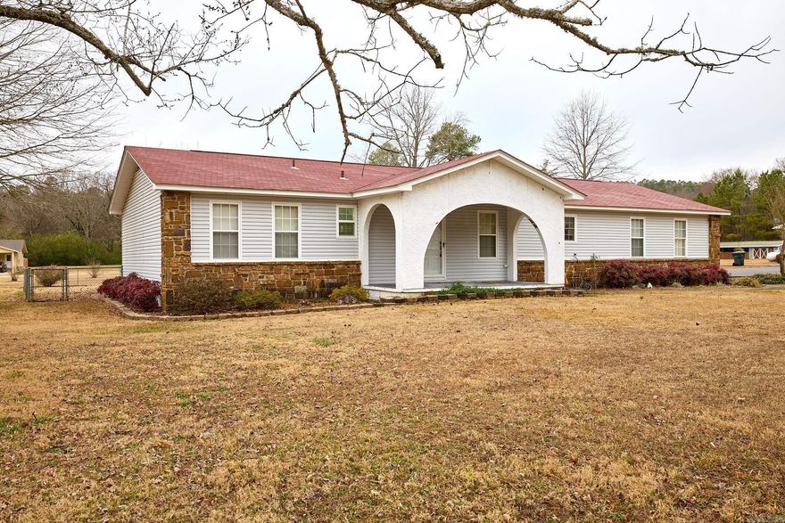 You must see this lovely one level home with side entry garage, island kitchen,  family room, large covered deck, three storage buildings, fenced yard with garden! NEW HVAC March 2020!  Less than 4 miles from Lake Ouachita State Park!