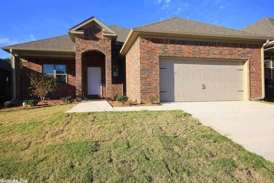 New Construction ! All Brick One Level in New West Little Rock Subdivision Located Off Hwy 10.  Open Greatroom/Kitchen with Hardwood Flooring, Fireplace, Backyard Access in the Main Living Space.  Kitchen has Beautiful Slab Granite, Stainless Appliances & Large Island with Breakfast Bar.  Formal Dining Room is Separate & Would also be a Nice Office Space.  Master BR with Tray Ceiling and Bath with Double Sink Vanity w/Granite, Tub & Sep. Shower. Huge Walk-In Closet. A