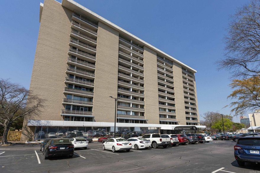 Enjoy downtown living at its finest in this beautifully remodeled 10th-floor condo in Quapaw Towers. Take in stunning, unobstructed views of the Arkansas Museum of Fine Arts and the vibrant downtown skyline from your own private balcony, enhanced by newer living room windows that bring in abundant natural light.  This spacious unit features two bedrooms and two full bathrooms, offering both comfort and flexibility. Residents also enjoy access to convenient on-site amenities, making everyday living effortless.  Step outside and immerse yourself in the best of downtown, with restaurants, museums, and entertainment just moments from your door.
