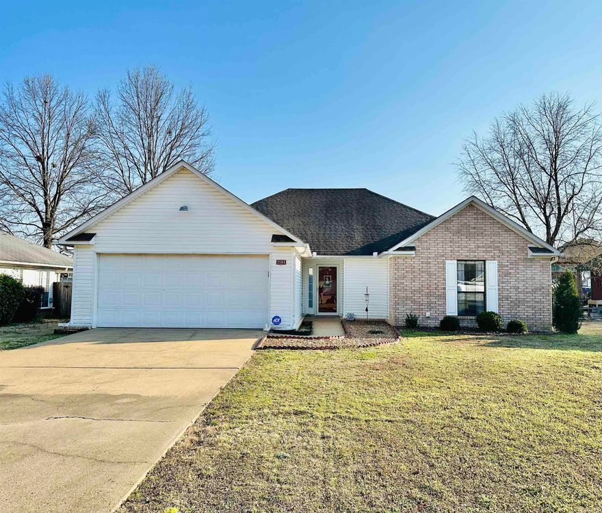 Welcome home to this charming and move-in ready 3-bedroom, 2-bathroom residence nestled in a serene neighborhood. With ample space and thoughtful features, this property offers comfortable living for you and your loved ones. As you step inside, you'll be greeted by a spacious living area that seamlessly flows into the dining space, perfect for entertaining guests or enjoying family dinners. The kitchen boasts modern appliances, ample cabinet storage, and a convenient breakfast bar for casual dining. The master bedroom is a peaceful retreat, complete with an ensuite bathroom for added privacy and convenience. Two additional bedrooms offer versatility for guests, a home office, or a hobby room, accommodating your evolving lifestyle needs. All the bedrooms contain a walk-in closet. One of the highlights of this property is the expansive yard, providing plenty of space for outdoor activities, gardening, or simply soaking up the sun. A storage building adds functionality, offering room for tools, equipment, or extra belongings. Conveniently located in Jonesboro, this home combines comfort, convenience, and functionality. Don't miss the opportunity to make this your new home sweet home!