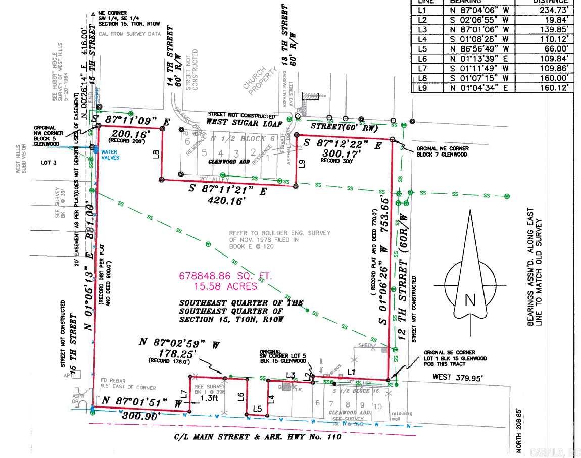 Beatiful sloping, tree covered acreage with over 300 feet of access to main Street(highway 110 west) W.Sugar loaf and 12th Street are platted(rebuilt and access will be available. Sewer on the property, utilities available. Zoned for commerical or multifamily. Survey available. Owner will possibly build suit.