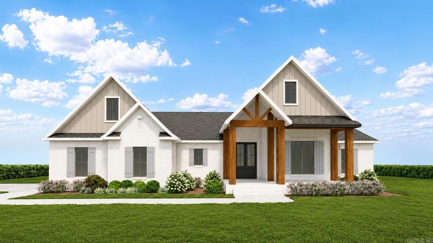 European elegance, warmth, and comfort meet Modern Farm, clean lines, and sophistication in this breathtaking custom Lakefront home. Every detail selected by a professional Interior Designer. Classic and timeless finishes coupled with enriched interior wood accents truly elevate this home to a luxury living experience. This half acre Lot offers endless possibilities to garden, fish from your own backyard dock, boating on the big lake, or just simply sit on your covered back patio with a good book, feel the nice breeze, drink your favorite beverage, and enjoy the peaceful serenity of the view. Lake to table/garden to table, YES, you can have both. Situated in a prime gated subdivision where the best of everything is offered, maintaining an out-of-city feel, but still a comfortable commute to restaurants, shopping, and grocery. About 20-25 minutes to North Little Rock, about 15 minutes to England, LRAFB about 25-minutes, major distribution centers such as Lowes, Dollar General, Caterpillar Inc. about 20-minutes. Disclaimer: Images are AI renderings only of what construction will look like subject to changes in some finishes or color, landscaping is AI images only. See Agent Remarks.