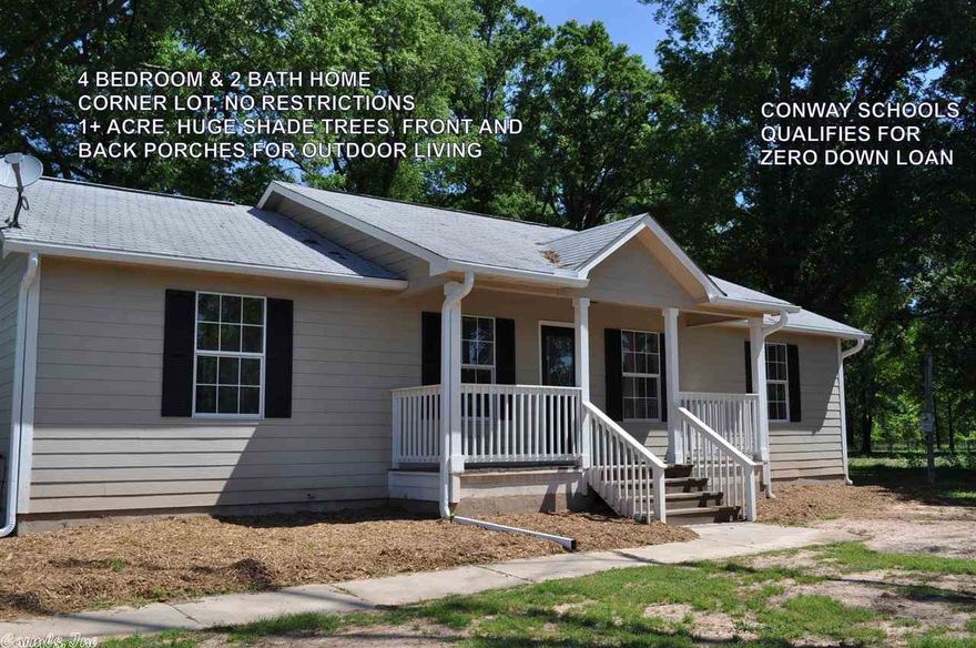 Huge .93 acre corner lot! All new wood laminate floors, new carpet, paint, landscaping, light fixtures, doors, tiled showers, bronze hardware, gutters & more.  Covered deck includes grilling area with lots of space for entertaining.  Qualifies for USDA home loan with zero down, call today for a tour.  Sq Ft approx. suggest measuring.