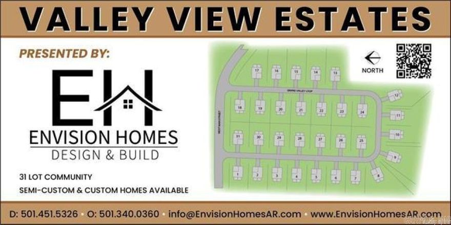 Lot 12 of Valley View Estates - Welcome to an ideally located NEW subdivision in Austin, AR - Located within the Cabot School District. This subdivision has a minimum square footage of 1,700 sq ft and will feature quality built homes. The ideal location is 1-2 min off 67/167/I57 and is also within 2-min other newly built Cabot Pre-K campus too! Not to mention being within less than 10-minutes to dining, shopping, schools, and the ever growing in popularity, Game Time at The Grounds sports complex! Do not forget you can also be golfing in 10-minutes too at one of two of Greystone's Golf Courses! We have builders for you too!