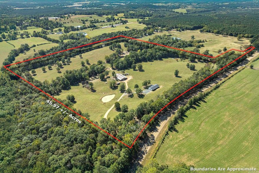46.15-acre farm, featuring a 3BR/2BA custom home with 2280sq.ft, plus a 20x30 cabin, 50x40 insulated barn, concrete floors, electrical, with sheds on both sides of the barn. The farm includes cross-fencing, corrals, chicken coop, dog kennel, four ponds, three pastures, and a year-round creek. These features allow for rotational grazing and can accommodate 45-50 cattle.  The home offers a spacious living room with fireplace, office, gourmet kitchen, primary suite with soaking tub, tile shower, and walk-in closet.  Covered front and back porches provide views of rolling pastureland.  Property is close to Shady Lake, Cossatot River, Caddo River and Lake Greeson all excellent for camping, hunting, and fishing.  This exceptional farm offers everything you need for a productive homestead, working cattle farm, or private country retreat.