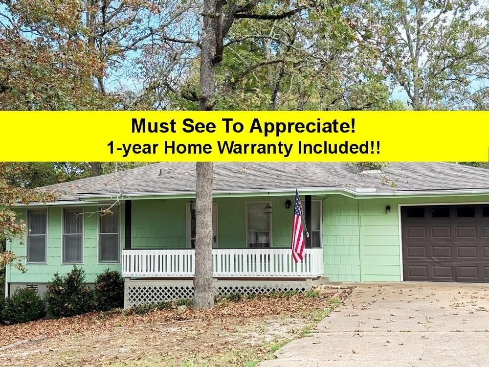 Great location-close to Town Center, golf course, T-Bird lake and rec center! Impressive vaulted ceiling and beautiful native stone wood burning fireplace-with gas. Kitchen has lots of storage features double oven, refrig, dishwasher and microwave! Laundry room storage & great Whirlpool washer/dryer which convey. Primary bedroom is extra large with fan & nice 1/2 bath. 2nd bedroom with fan looks out to backyard. Nice full bath in hall. Back deck is perfect to bbq- right off kitchen. Front deck is covered to enjoy in all weather. Attached garage with wall unit in garage to keep things comfy, also with opener-has small workshop area or extra storage and door to outside. Under house has easy access & lighting. There is extra parking plus turnaround. Seller will provide Choice Home Warranty at closing (not to exceed $500). This is a WONDERFUL NEW LISTING that you will not want to miss. Move in ready- Immediate Occupancy. Listing #2418
