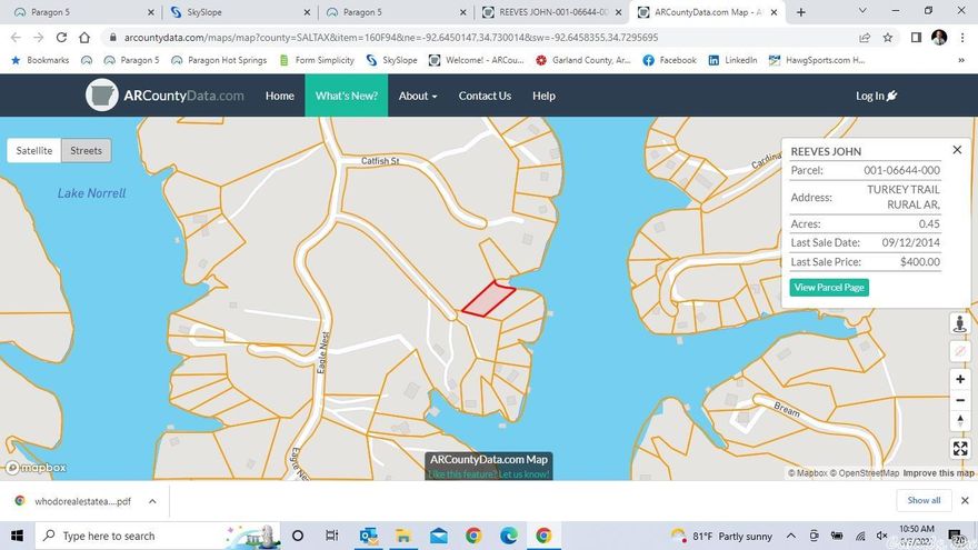 LOOKING FOR A LAKE LOT THIS IS THE ONE. NEEDS CLEARED BUT HAS LAKE FRONTAGE ON LAKE NORRELL.