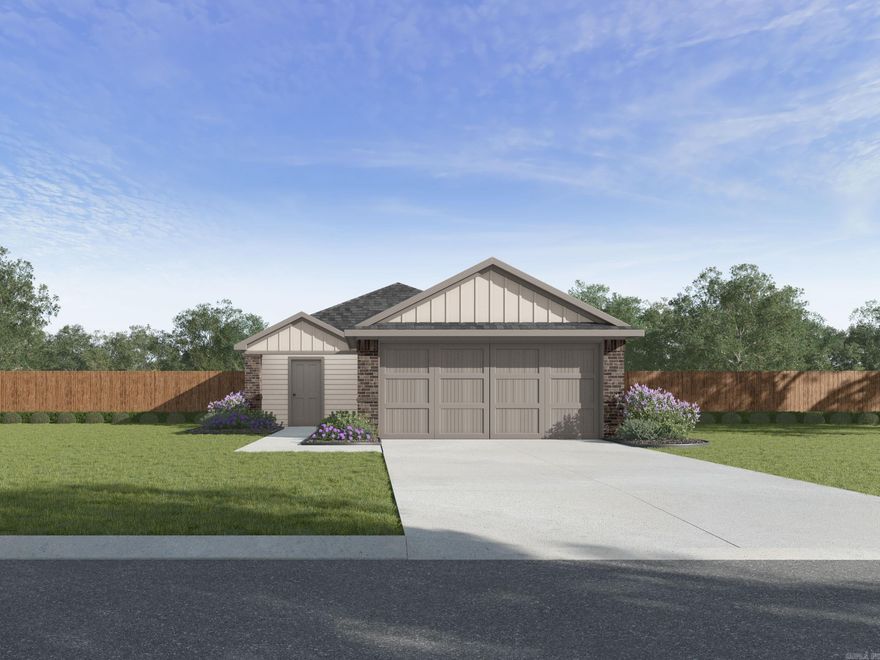 Exquisite Elkins Plan in The Villas at Hope Valley! Beautiful, new home in Hensley, Arkansas. These new construction homes feature open floorplans for comfortable living! You’ll find LED Lighting throughout; a programmable thermostat and homes will have LVP flooring with carpet in the bedrooms! The kitchen features 30-inch cabinets with granite kitchen countertops with 4-inch backsplash, chrome plumbing fixtures, and an undermount kitchen sink! Lovely Primary bedroom with a fabulous ensuite with walk-in shower, granite counters, and a walk-in closet! Brick exterior with Hardie® fascia per plan and architectural shingles. Special Builder warranty. Photos may be stock photos and may vary as built. HOA fees will be used for management. Taxes and parcel TBD.