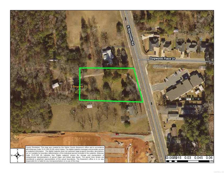 Commercial lot in the middle of booming Reynolds Road. Steps from Bryant High School. Perfect visibility for your business. 1.69 Acres. Highly trafficked area. Call for more details. Survey online for reference purposes only.