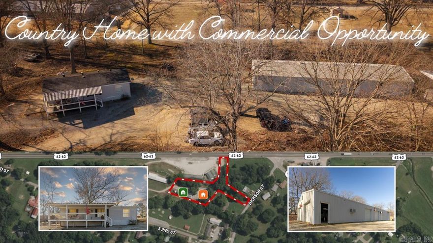 Do not miss this chance!  Prime Opportunity in Ravenden - Residential or Commercial Potential! Versatile 3-bedroom, 2-bathroom home situated on 1.67 acres off Highway 63 in the heart of Ravenden. Whether you're looking for a comfortable home, a place to run a business, or both, this property has endless possibilities. Step inside to find a spacious, open-concept living area with a beautiful kitchenfeaturing ample cabinetry and modern appliances. The separate laundry room adds convenience, keeping daily chores tucked away. The covered front porch provides the perfect spot to relax and enjoy the peaceful surroundings. Out the side door, there is also a concrete pad offering more outdoor enjoyment opportunities. One of the standout features of this property is the huge finished shop, offering five bay doors, heating and cooling, and ample workspace. This setup is ideal for a business, storage, automotive work, or even a hobby shop, providing year-round functionality. The exterior has recently been pressure washed, giving the home a clean, refreshed appearance. High-visibility property just 16 miles from Hardy, 41 from Jonesboro. highway frontage makes it ideal for commercial use.