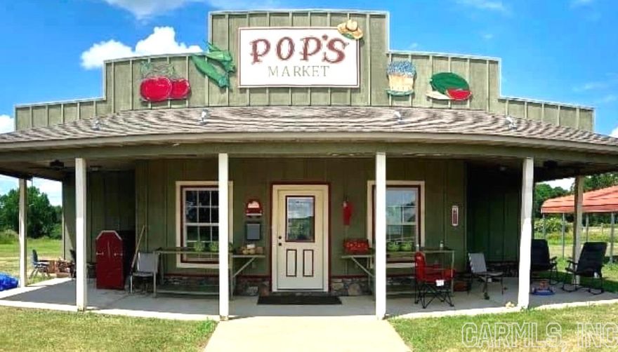 Great find in Guy, AR!  This 19+ acre farm features year-round & wet weather ponds, 1+ acre of fenced purple hull peas, an  880 sq ft farm stand (Pop's Market) with a thriving business for sale. Sales doubled in 2 years! Multiple garden plots with well irrigation, complete turn-key option with tractors available. Prime real estate on Hwy 25 N. 2 RV hookups, endless business expansion:RV site rentals, boat/RV storage. Embrace the town's slogan: 'a small town with a big heart.' Don't miss continuing this well-established legacy!