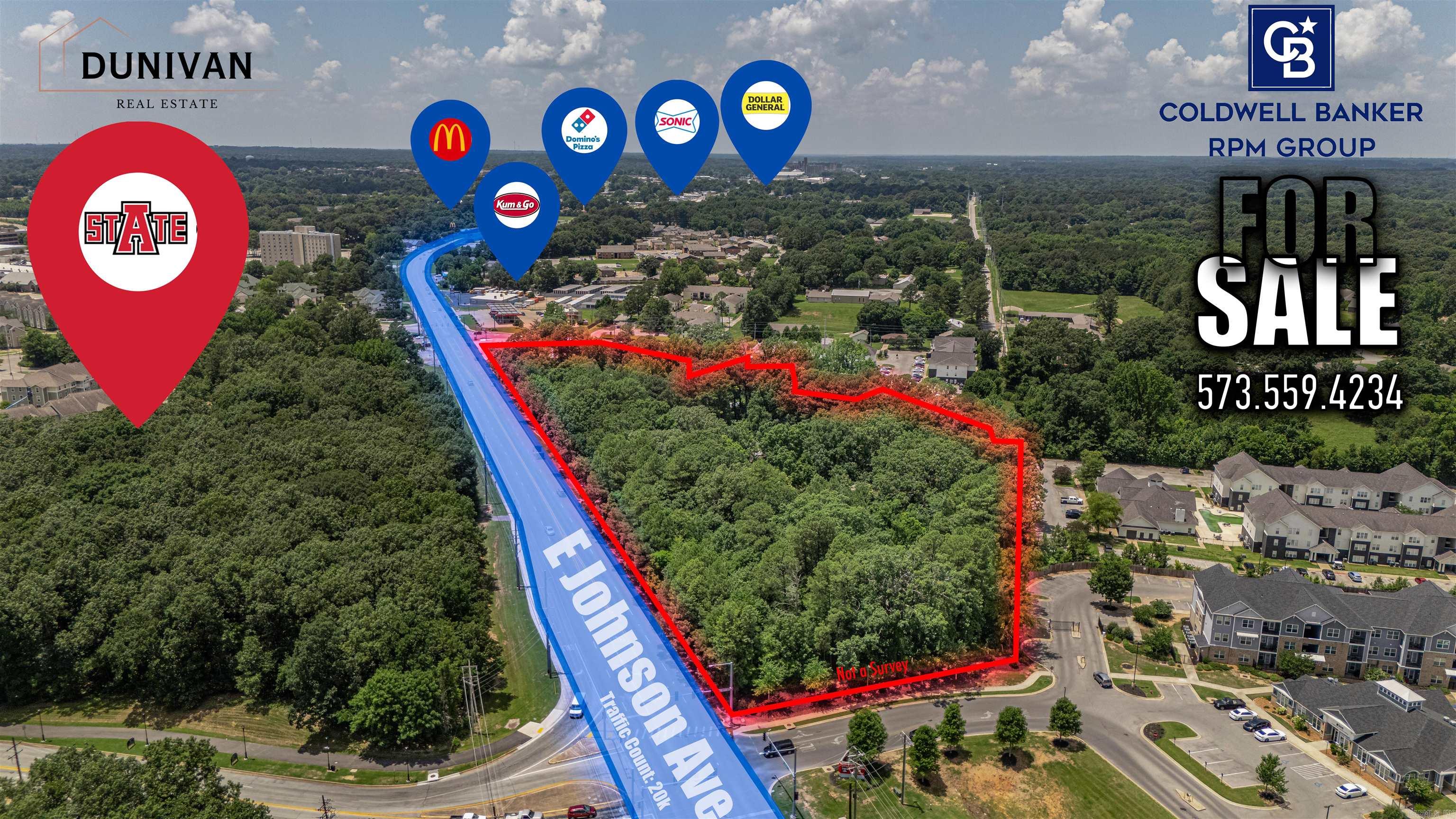 High-Visibility ±8.46 Acres | Directly Across from Arkansas State University Strategically located on one of Jonesboroās busiest commercial corridors, this ±8.46-acre C-3 zoned parcel offers a rare opportunity for long-term value creation. Positioned directly across from Arkansas State University with over 450 feet of highway frontage and 20,000+ vehicles per day, this site checks all the boxes for a high-exposure retail, multifamily, or mixed-use development. Surrounded by dense student housing, national brands, and ongoing development in the Hilltop area, this property provides the traffic, access, and visibility that investors seek. Utility access available. Appraised at $3,000,000. Investment Highlights: C-3 zoning | ±8.46 acres Traffic count: 20,000+ VPD Over 450 feet of frontage on Hwy 49 (E Johnson Ave) Less than 500 ft from Arkansas State Universityās main entrance Strong surrounding demographics and continued area growth Ideal for student housing, QSR, retail center, or medical office Donāt miss the opportunity to secure a legacy asset in one of Northeast Arkansasā fastest-growing submarkets.