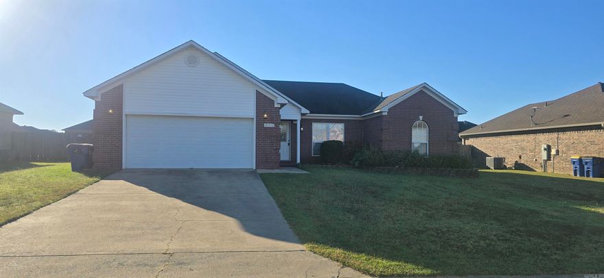 NON- Smoking 3 bedroom 2 bath house in Cabot. NEW PAINT! This newer home has laminate flooring in the living room, fenced yard, and gas fireplace. The kitchen is furnished with a stainless steel appliances fridge, dishwasher, range and microwave. Also included is blinds throughout, ceiling fans, carpet and ceramic tile floors, a separate dining area, a jetted tub, walkin closet, washer & electric dryer in a separate utility room, fenced back yard, patio, attic storage, & 2 car garage. Pets may be considered.