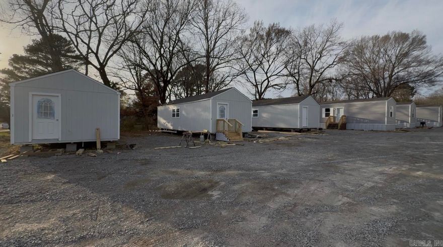 Everything is new!  Property has been all cleaned up, and there are 5 brand new (2026) single wide mobile homes and 3 tiny houses being built.  Mobile homes are Clayton Dogwood's and are 14x60.  Tiny houses are 14x40.  All properties are 2 bedroom, 1 bath.  Mobile homes are ready to move in to, and tiny houses are almost complete!  City water and sewer!