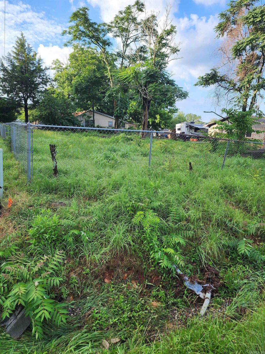 Nice large corner lot, right off Highway 71, old foundation and partial chain link fence. All city utilities and sewer available. Priced to sell!