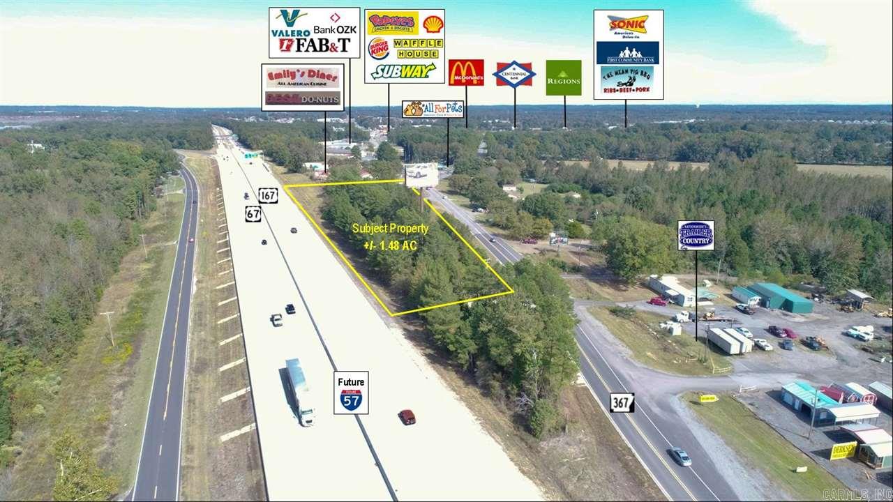 Unparalleled Visibility! Frontage on Hwy 67/167 (future I-57) & Hwy 367 including a traffic count of 55,000 vehicles per day. If your business thrives on exposure, you can't beat this location! Between Jacksonville & Cabot; only 5.6 miles from Little Rock Air Force Base. Estimated population of 35,277 within a 5 mile radius. Lease income from Billboard conveys with purchase. Call for more details!